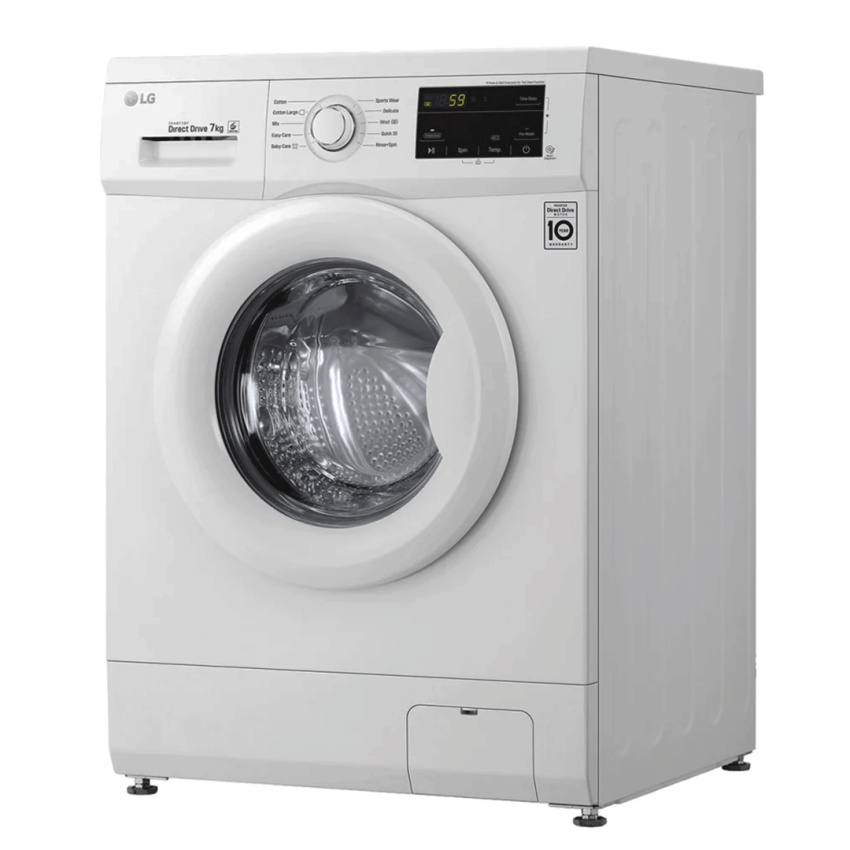 Lave-linge frontal LG 7 kg | Moteur Inverter - FH2J3QDNG0P - Blanc Hublot 