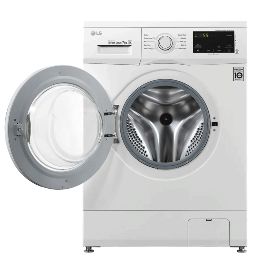 Lave-linge frontal LG 7 kg | Moteur Inverter - FH2J3QDNG0P - Blanc Hublot 