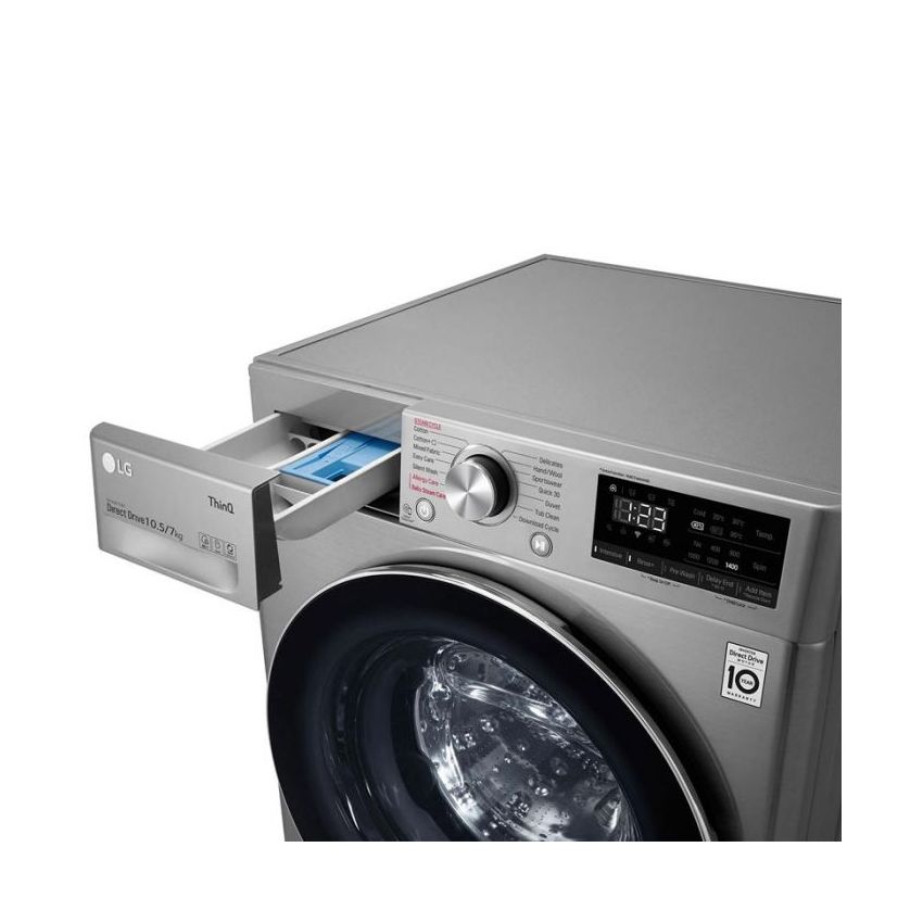 Lave linge Séchante Frontale LG TWIN WASH | 10.5 & 7 Kg - Silver + Extension 2KG