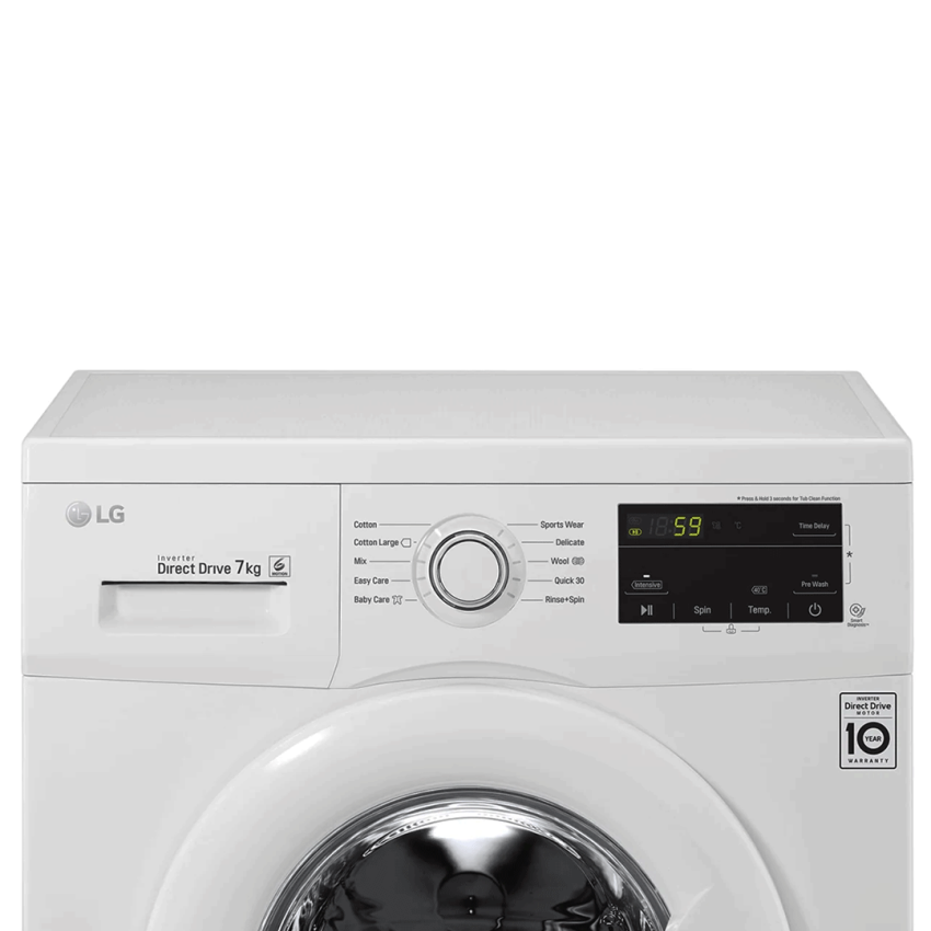 Lave-linge frontal LG 7 kg | Moteur Inverter - FH2J3QDNG0P - Blanc Hublot 