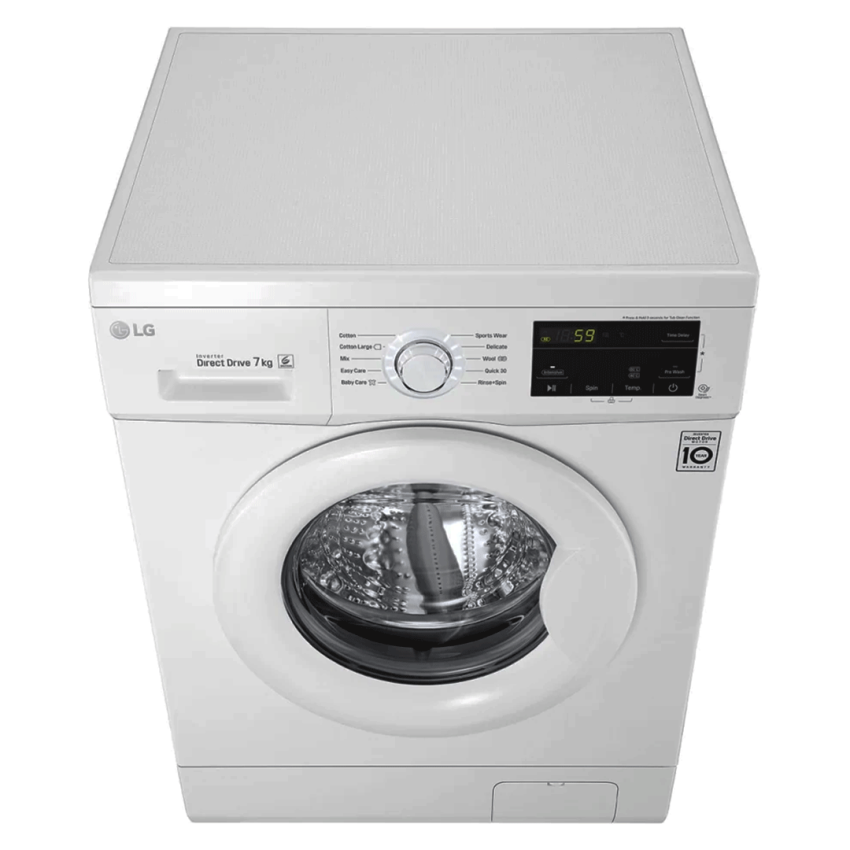 Lave-linge frontal LG 7 kg | Moteur Inverter - FH2J3QDNG0P - Blanc Hublot 