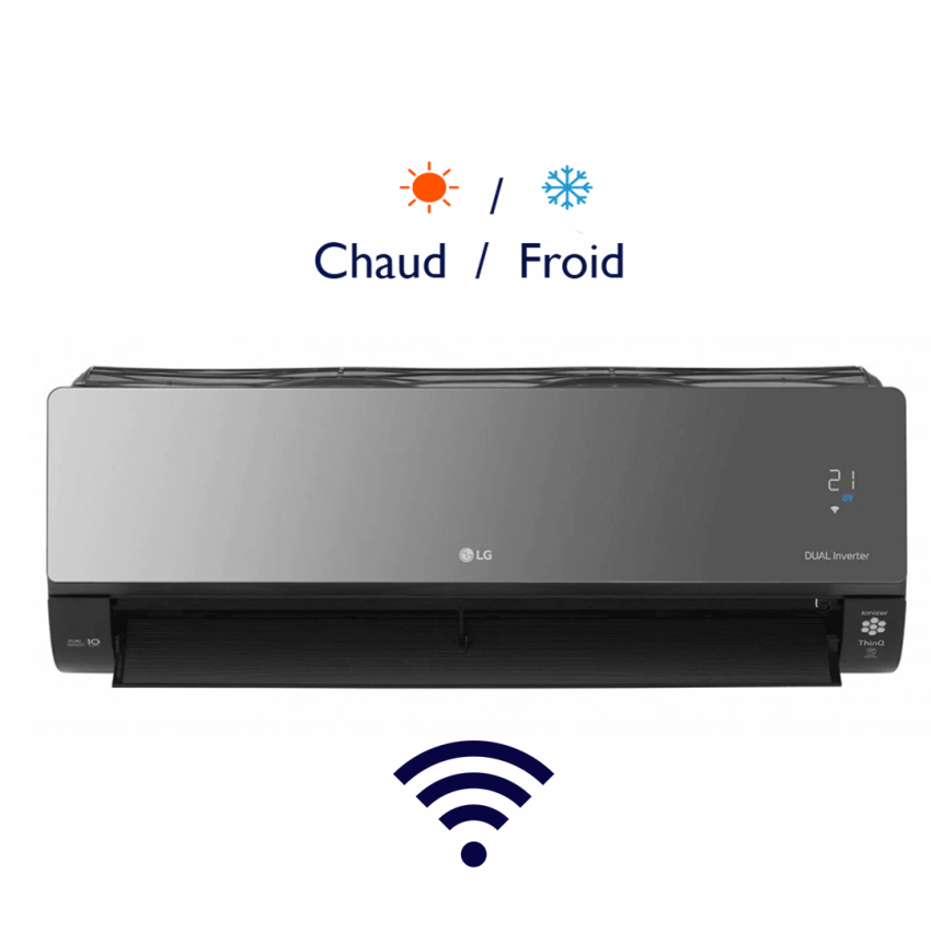 Climatiseur LG 12000 Chaud / Froid ARTCOOL D12UAH BLACK MIRROR +  Wifi
