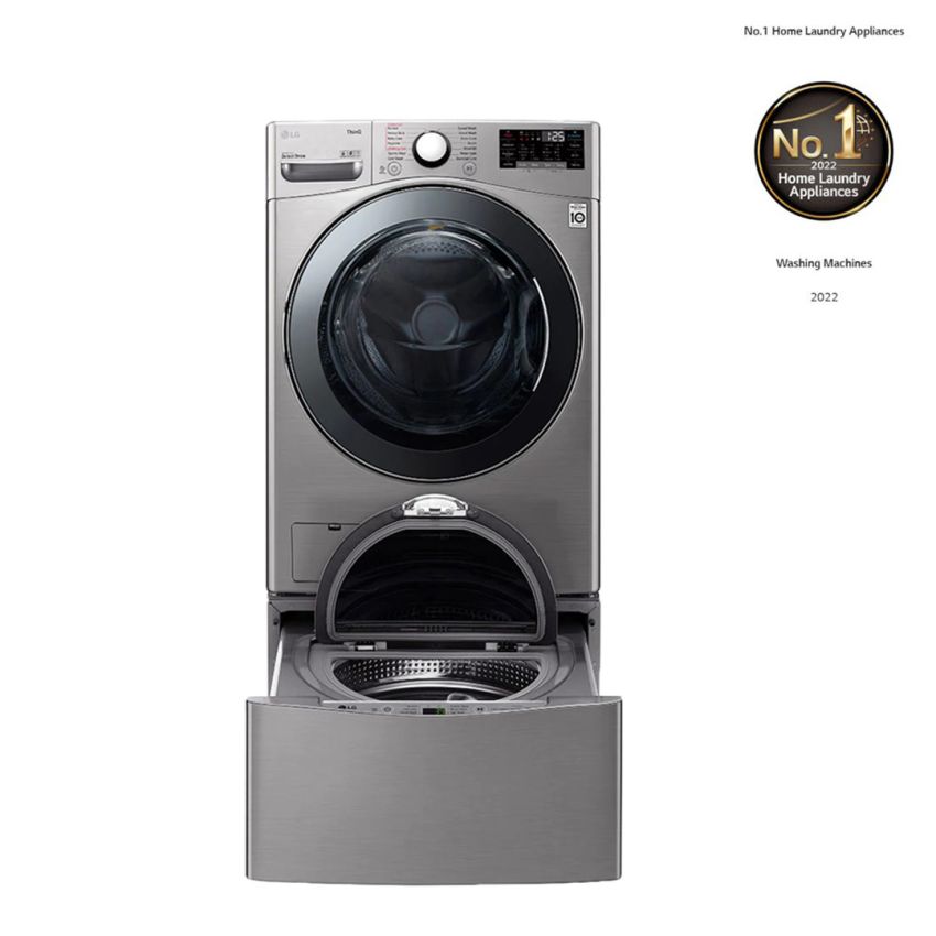 Lave linge Séchante Frontale LG TWIN WASH | 10.5 & 7 Kg - Silver + Extension 2KG
