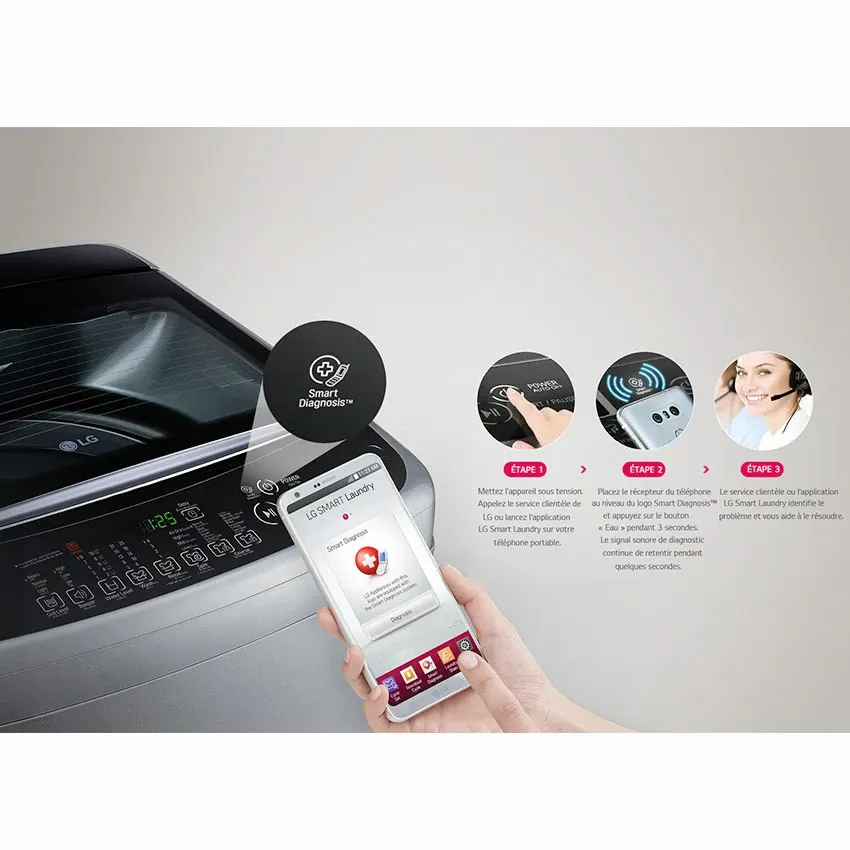 Lave Linge Top LG - T1288NEHGE | 12KG - Silver - 1200 Tours