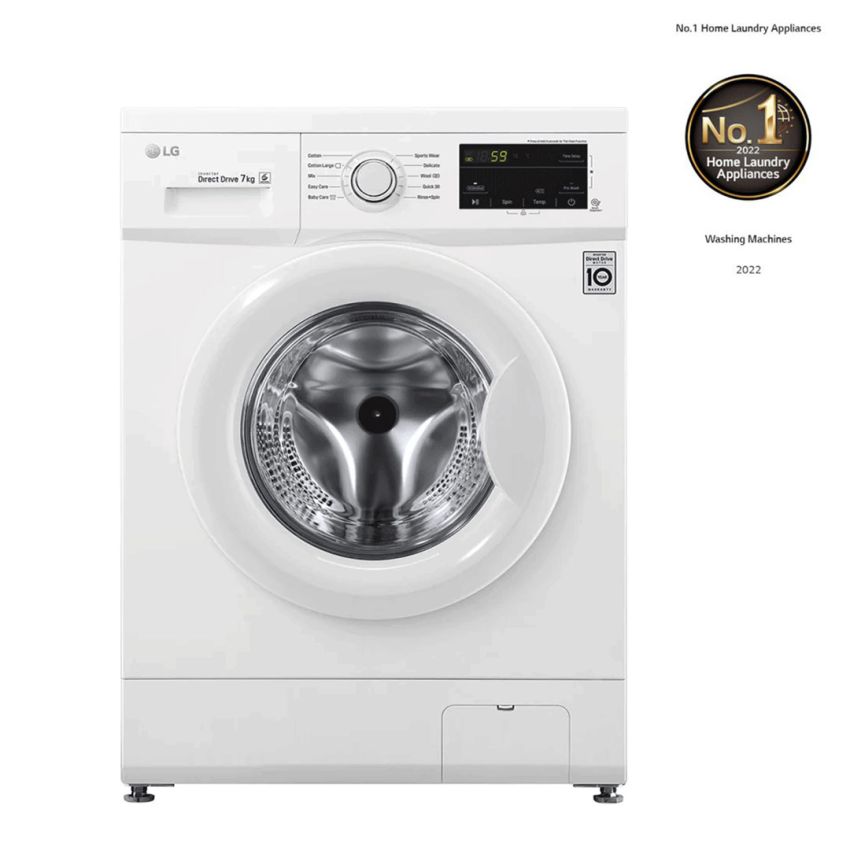 Lave-linge frontal LG 7 kg | Moteur Inverter - FH2J3QDNG0P - Blanc Hublot 